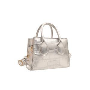 4080 Small Crossbody Bag Mini Purse Metallic Crocodile Print Double Handle